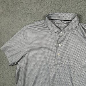 Johnnie-O Mens Polo Shirt Gray Geometric Print Performance Golf XL